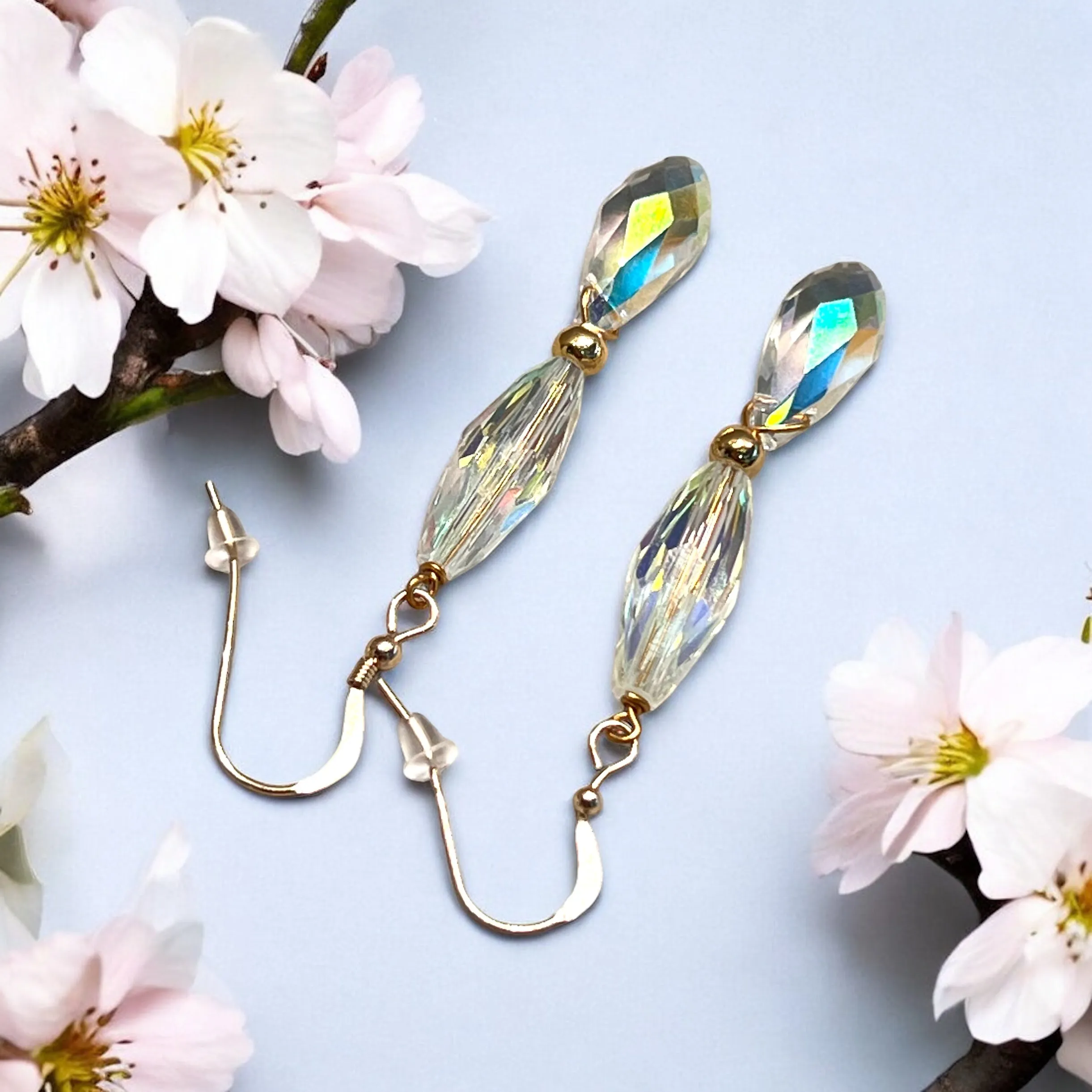 Austrian Crystal Drop Earrings In Gold