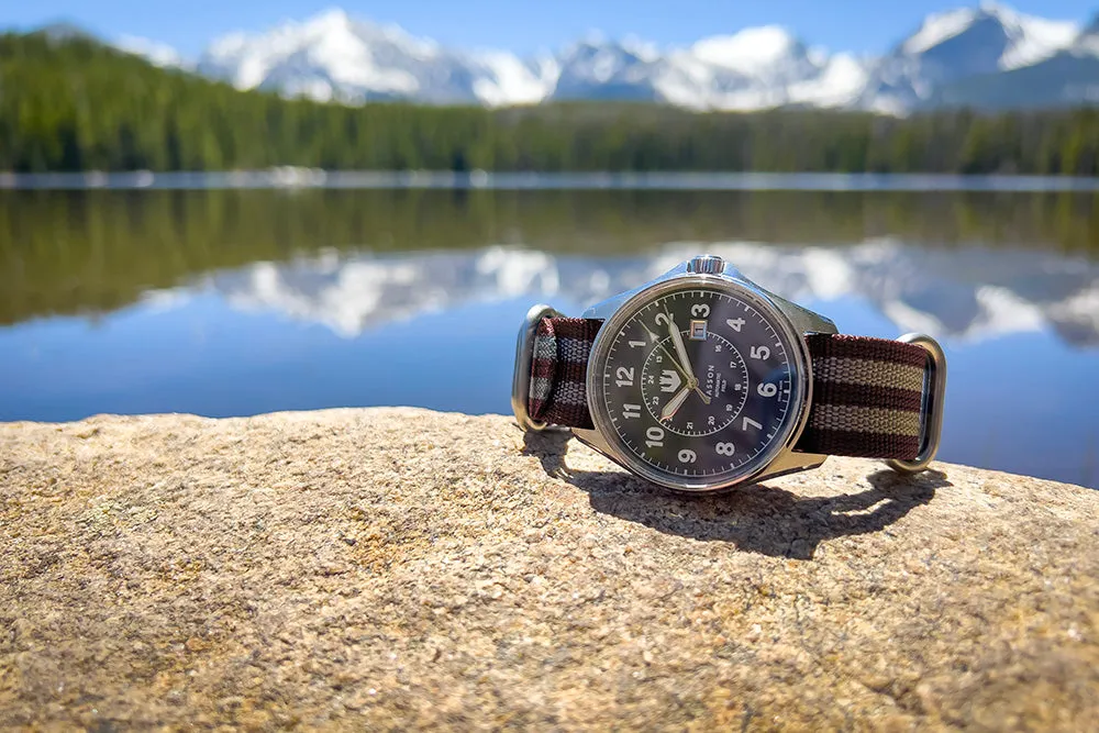 Automatic Field Watch with Stainless Steel Bracelet AND Maroon Nylon Strap