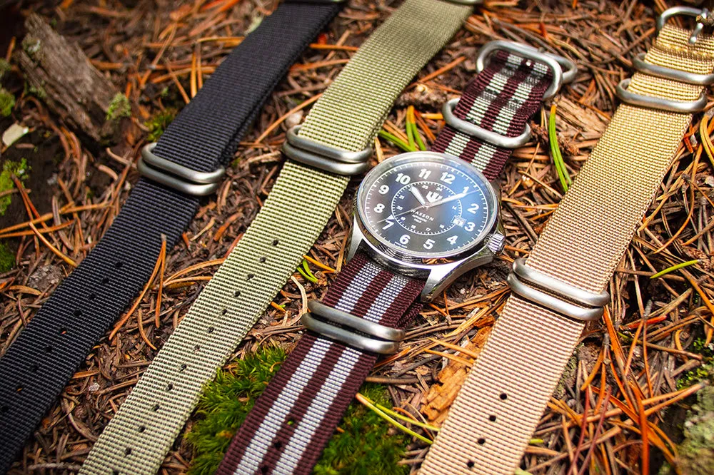 Automatic Field Watch with Stainless Steel Bracelet AND Maroon Nylon Strap