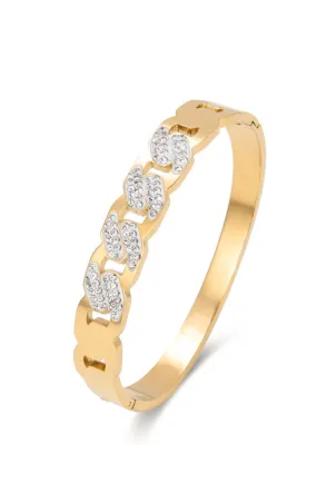 Ayla Cross Cubic Zirconia Engravable Bangle in Gold