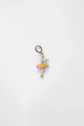 Ballerina In Yellow Pink Dress Crystal Sterling Silver Charm