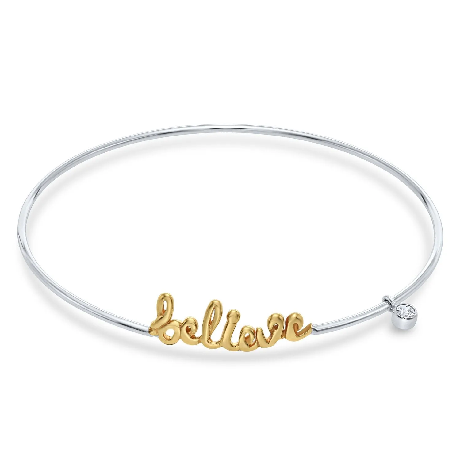 BELIEVE Bangle Bracelet, Gold Plated in Sterling Silver