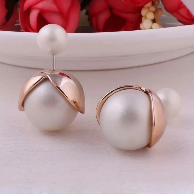 Bella Pearl Double Ball Earrings