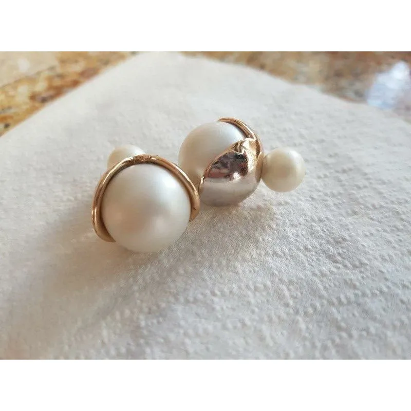 Bella Pearl Double Ball Earrings