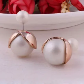 Bella Pearl Double Ball Earrings
