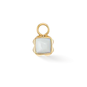 Birthstone April Charm White Quartz Gold