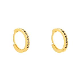 Black Gemstone Hoop Earring
