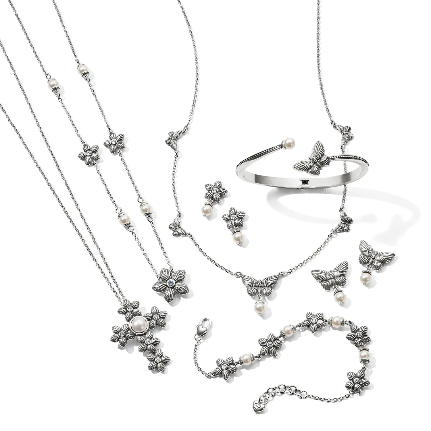 Bloom Flower Pearl Post Drop Earrings