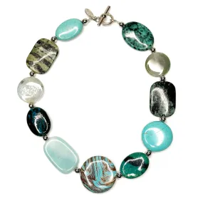 Blue Green Stone Statement Necklace No.2