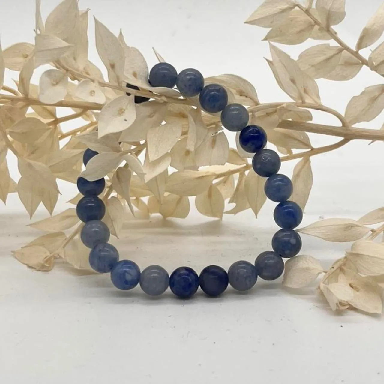 Blue Quartz Crystal Bead Bracelet