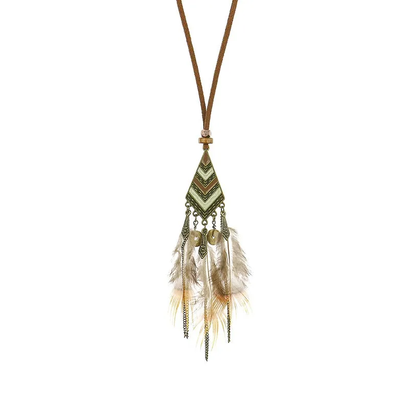 Bohemian Ethnic Long Chain Feather Dreamcatcher