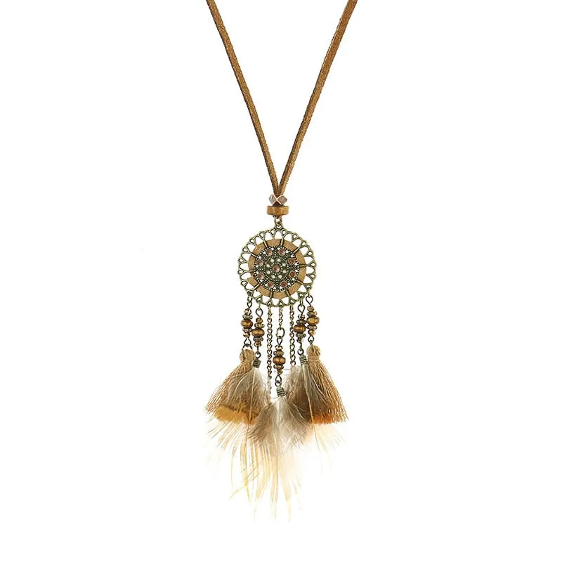 Bohemian Ethnic Long Chain Feather Dreamcatcher