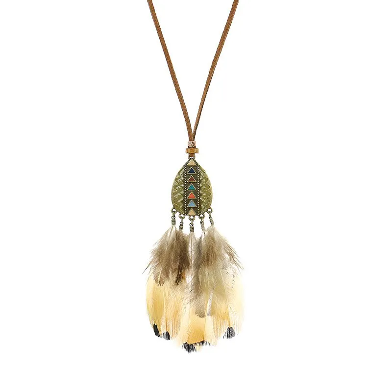 Bohemian Ethnic Long Chain Feather Dreamcatcher