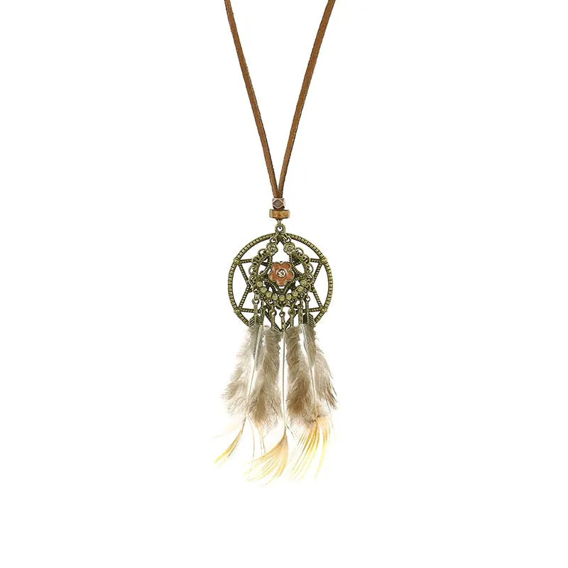 Bohemian Ethnic Long Chain Feather Dreamcatcher