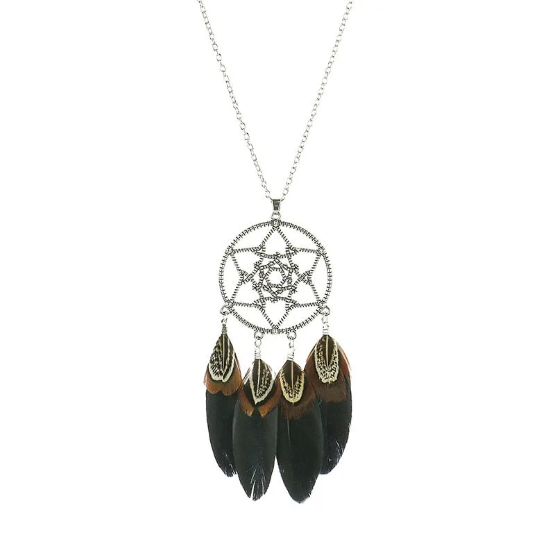 Bohemian Ethnic Long Chain Feather Dreamcatcher