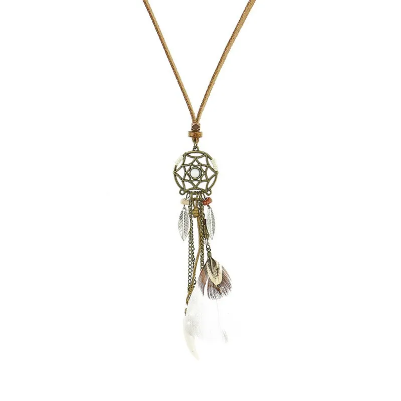 Bohemian Ethnic Long Chain Feather Dreamcatcher