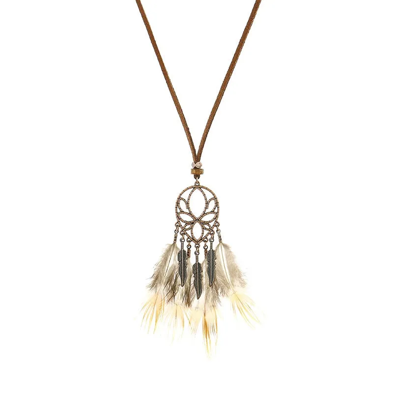 Bohemian Ethnic Long Chain Feather Dreamcatcher