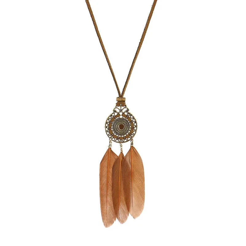 Bohemian Ethnic Long Chain Feather Dreamcatcher