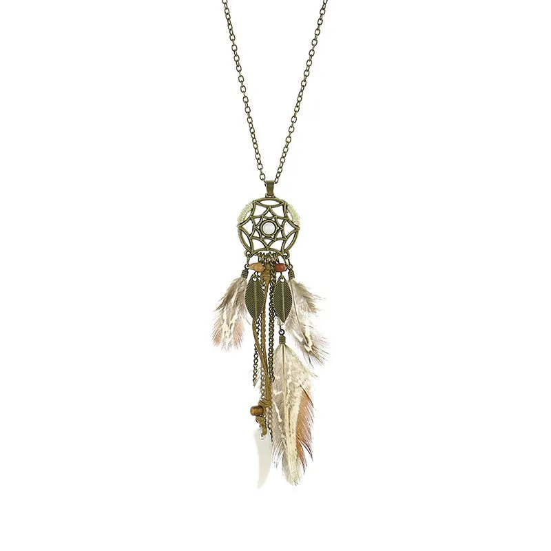 Bohemian Ethnic Long Chain Feather Dreamcatcher
