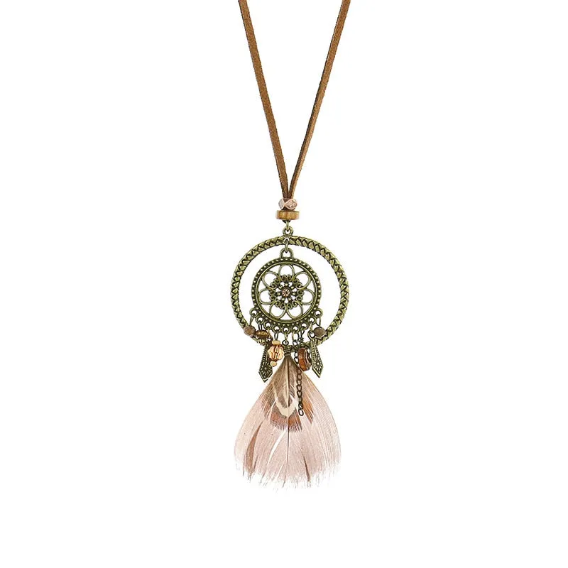 Bohemian Ethnic Long Chain Feather Dreamcatcher