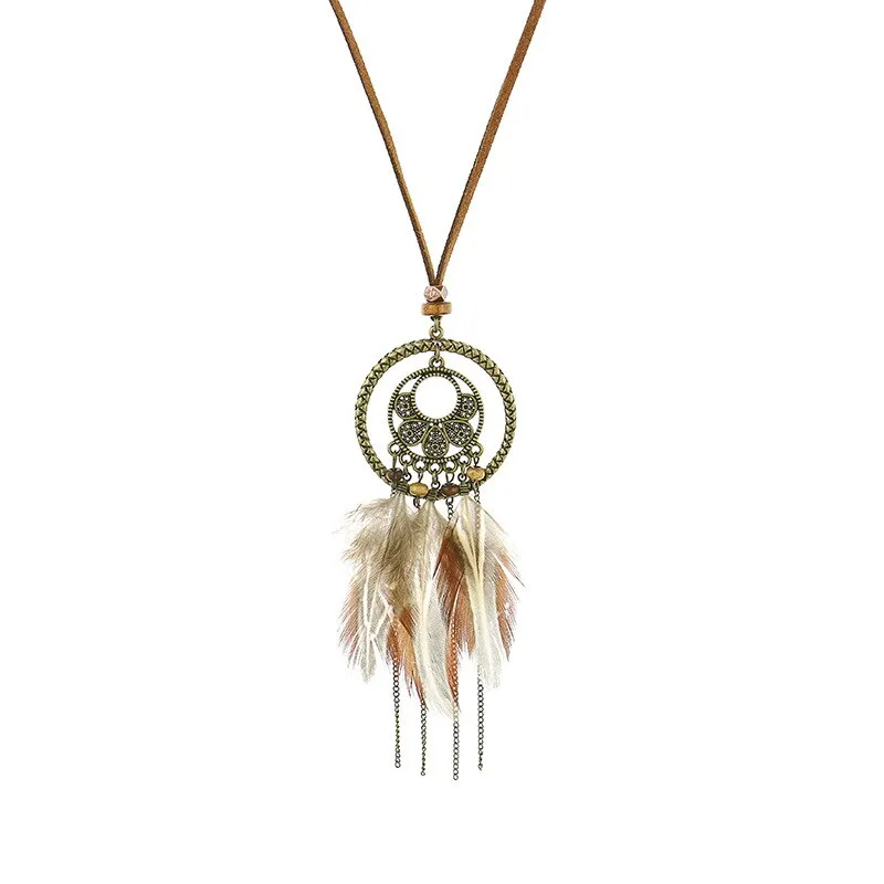 Bohemian Ethnic Long Chain Feather Dreamcatcher
