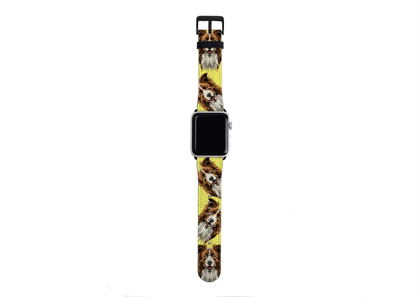 Border Collie Bright Yellow Apple Watch Strap