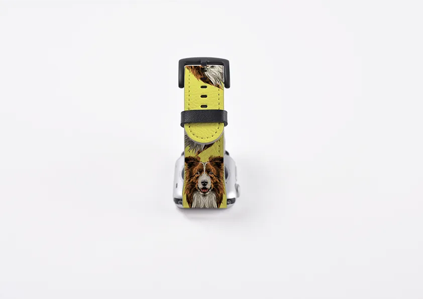 Border Collie Bright Yellow Apple Watch Strap