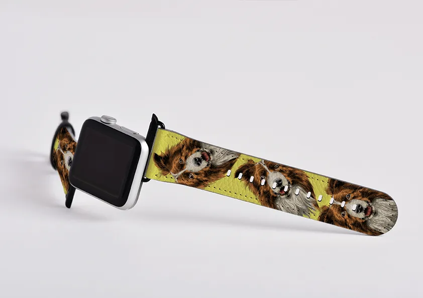 Border Collie Bright Yellow Apple Watch Strap