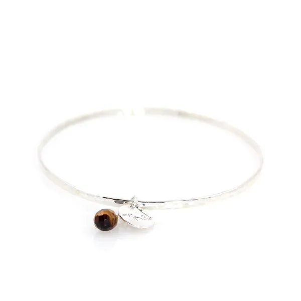 Bracelet - Bangle Sterling Silver & Tiger Eye Charm