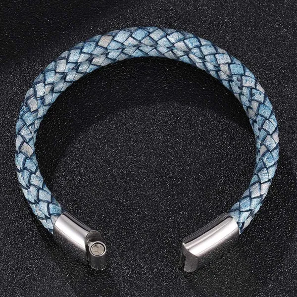 Braided Leather Magnetic Bracelet (Circumference 20.5cm) 真皮編織磁扣手鍊 (鍊長 20.5cm) (KJBR16031a)