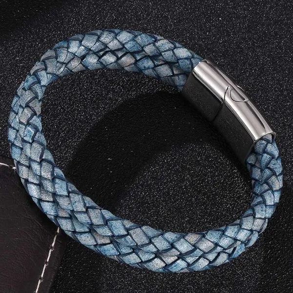 Braided Leather Magnetic Bracelet (Circumference 20.5cm) 真皮編織磁扣手鍊 (鍊長 20.5cm) (KJBR16031a)
