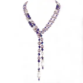 Callas: Crystal Lariat Necklace in Purple