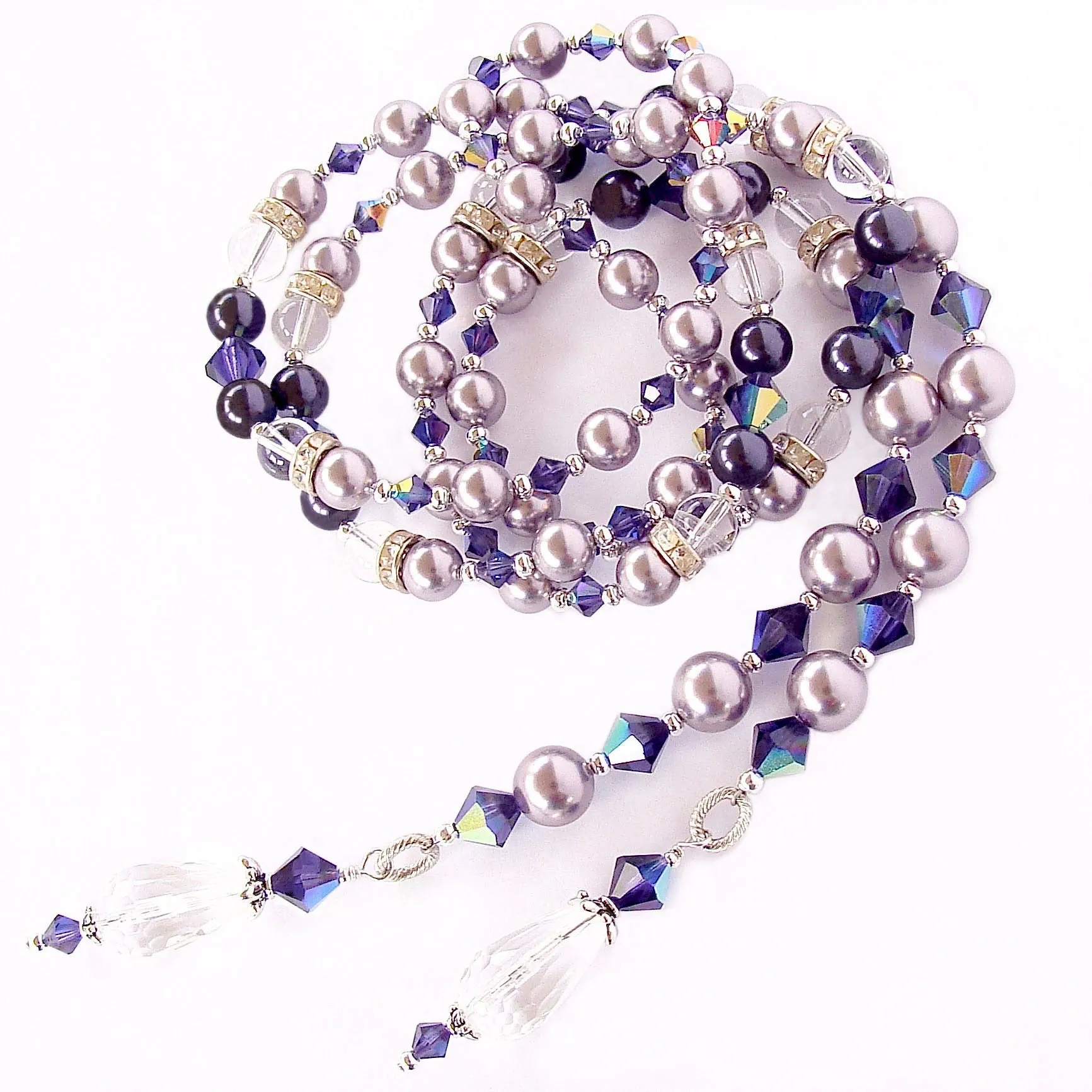 Callas: Crystal Lariat Necklace in Purple