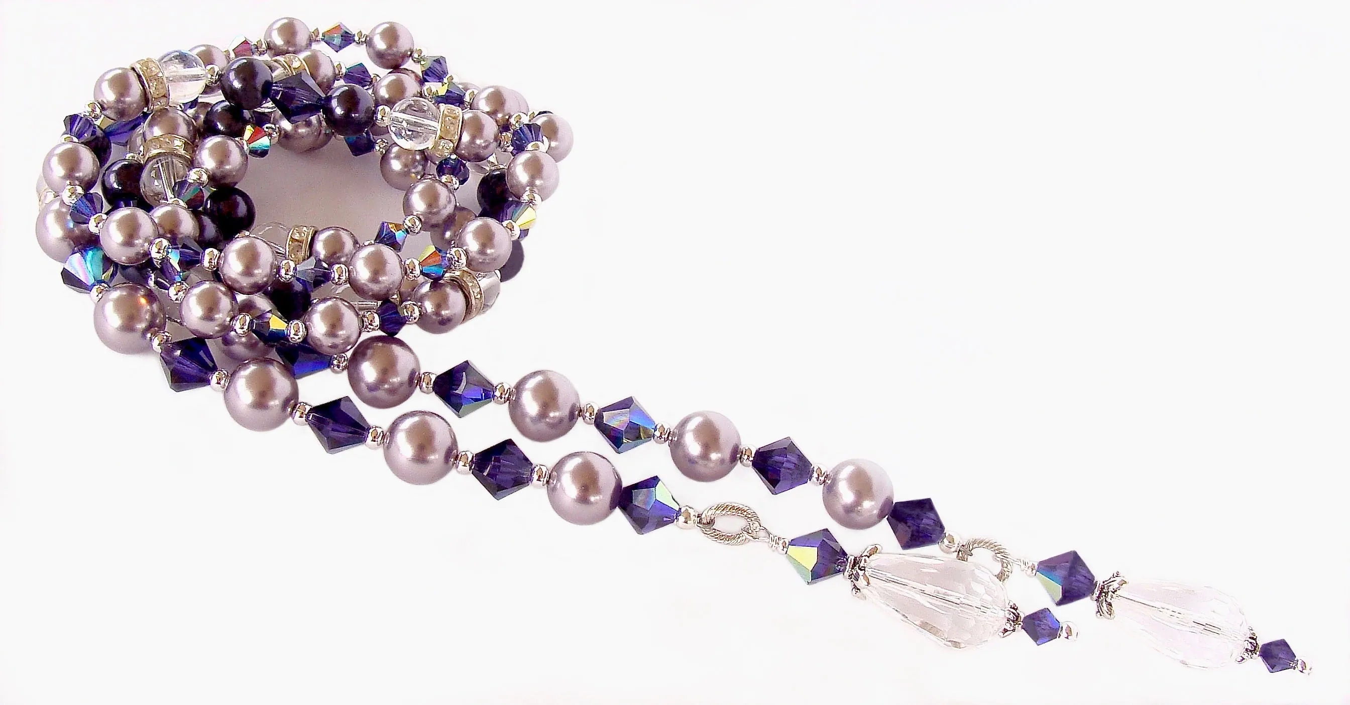 Callas: Crystal Lariat Necklace in Purple