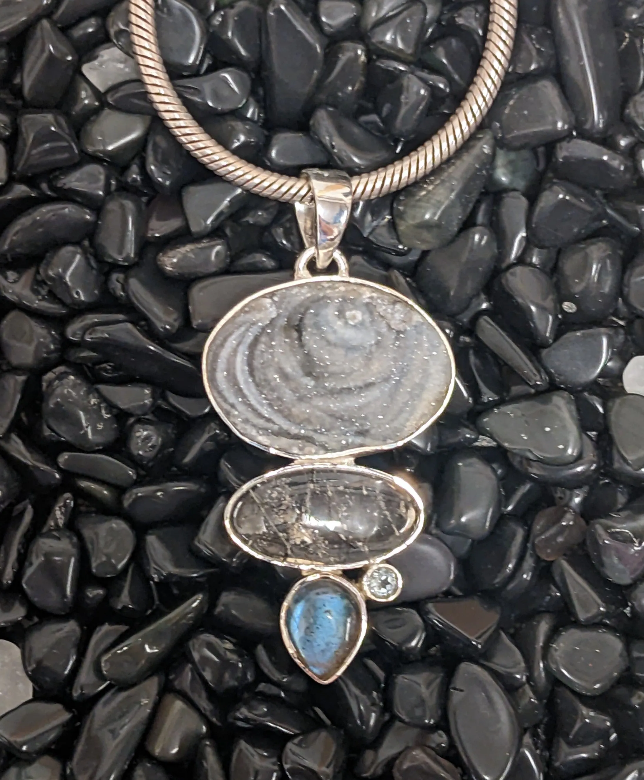 Calming and Captivating Multi-stoned Druzy Pendant
