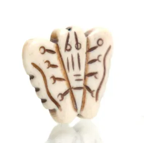 Carved Bone Bead Pendant, Butterfly 4