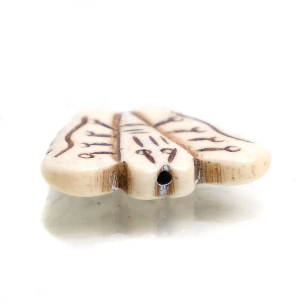 Carved Bone Bead Pendant, Butterfly 4