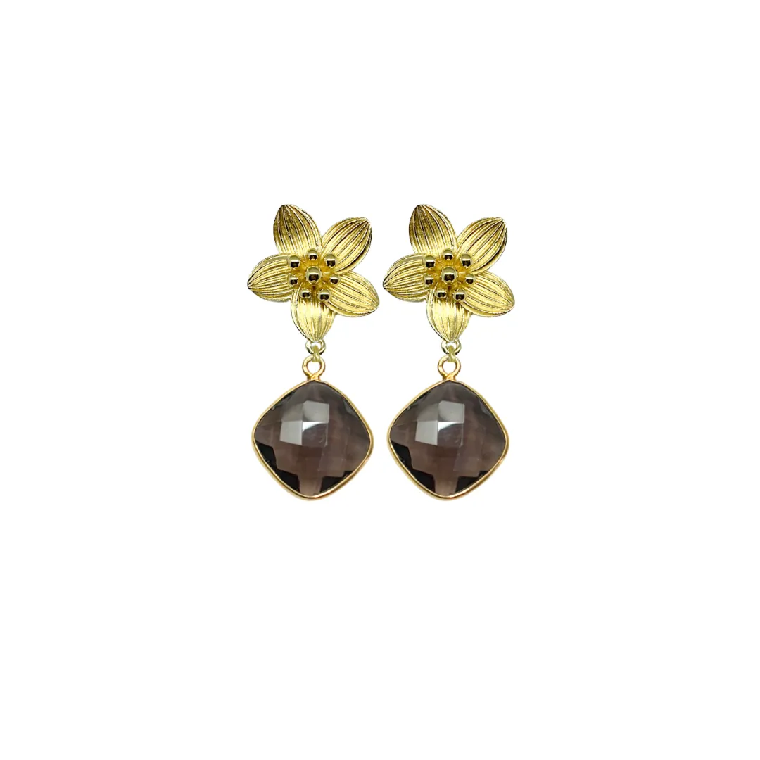 Cecile Smoky Quartz Drop Earrings