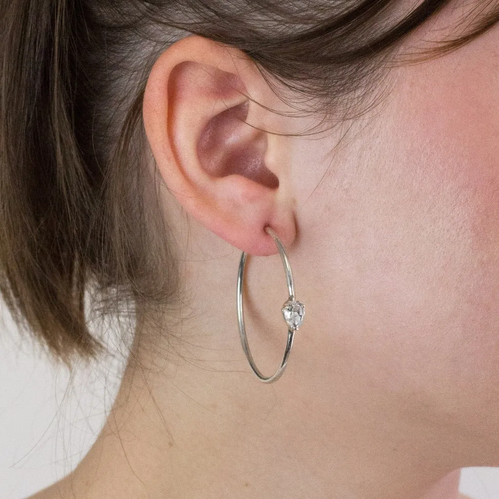 Clear Quartz Hoop Earrings