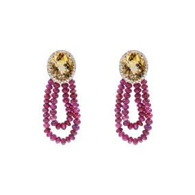 Colour Gemstone White Diamond Earrings