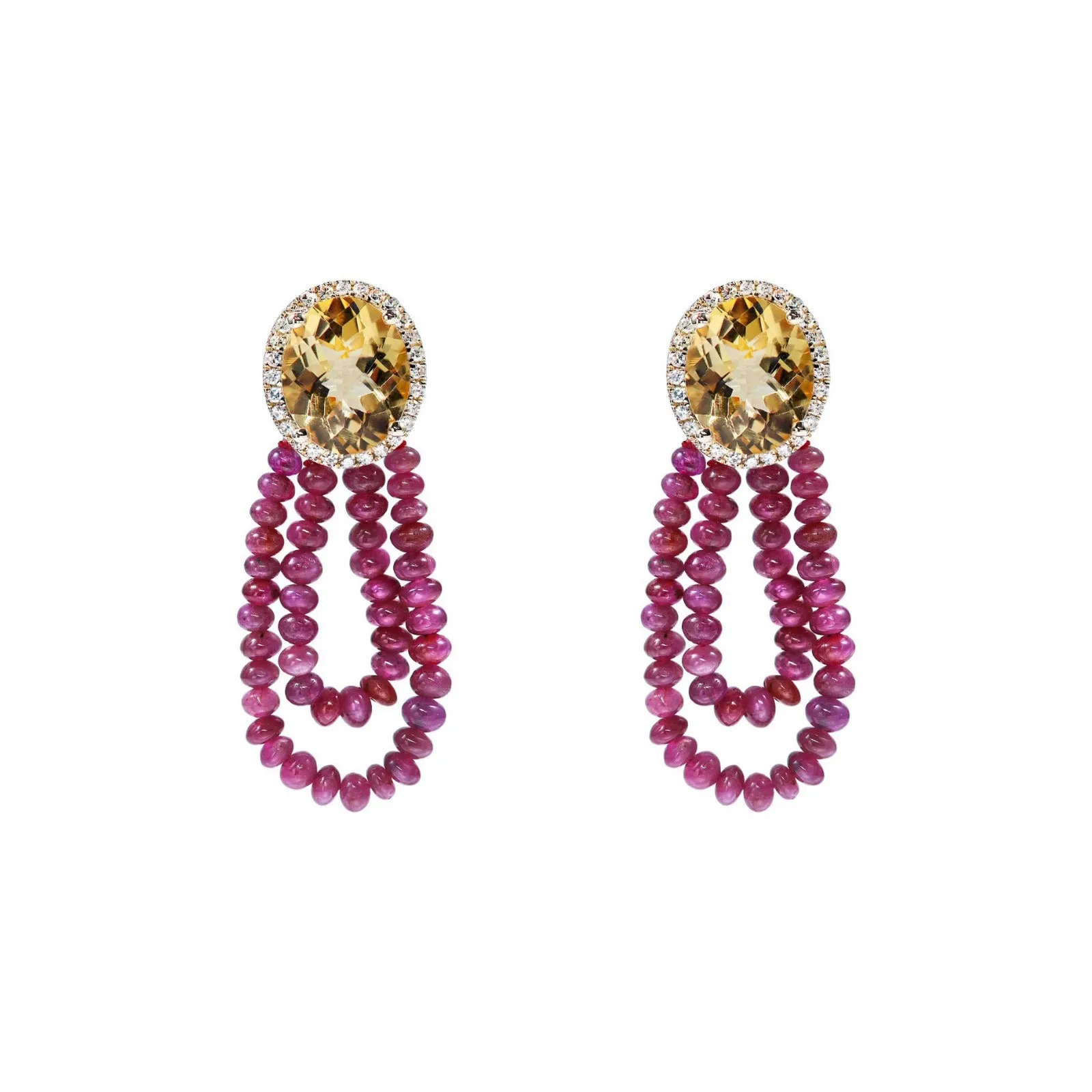 Colour Gemstone White Diamond Earrings