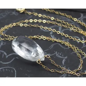 Crystal Quartz Necklace on Gold Filled Chain with Gold Filled Trigger Clasp