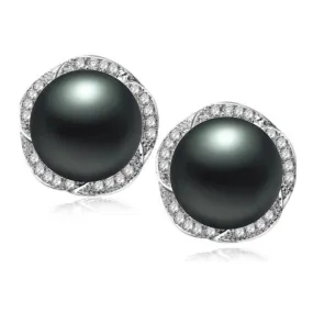 CZ stud earrings fashion natural pearl jewelry for women high quality 18k white gold plated women earrings