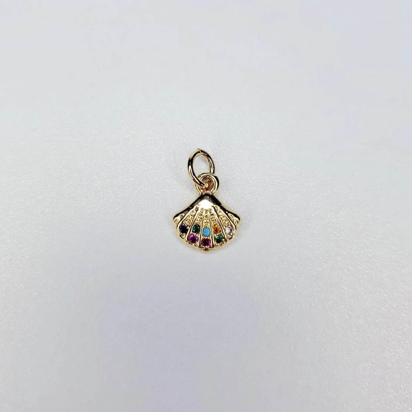 Dainty Colorful Cubic Zirconia Shell Charm