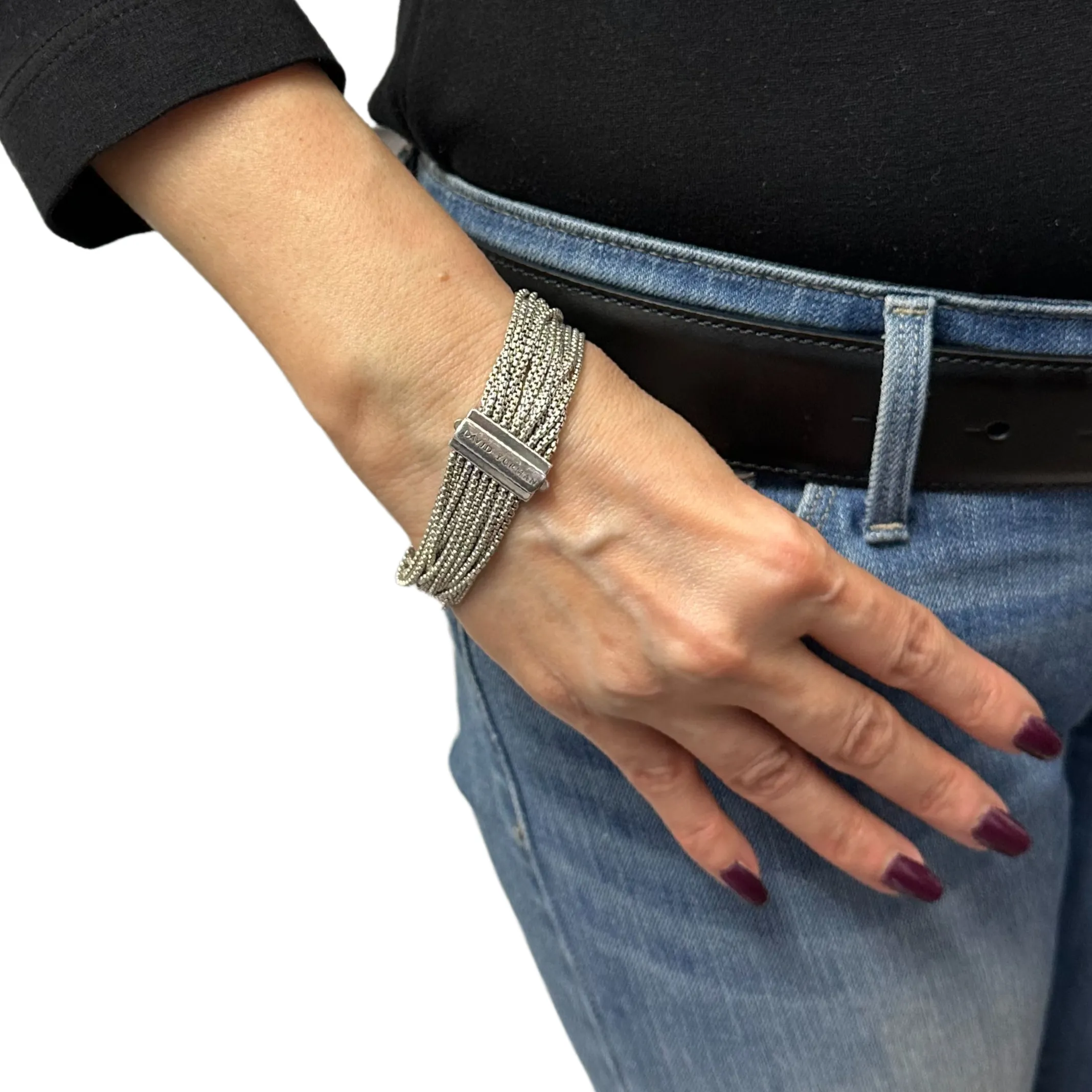 David Yurman 925 Sterling Silver Multi-Strand box chain Bracelet
