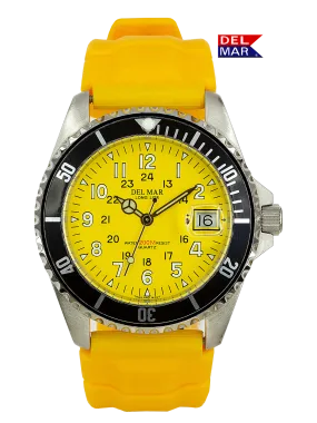Del Mar Watches Men's and Youth Sportstrap: Yellow Face with numbers, 200M Watch #50267