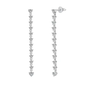 Delicate Round Brilliant Long Drop Statement Earrings