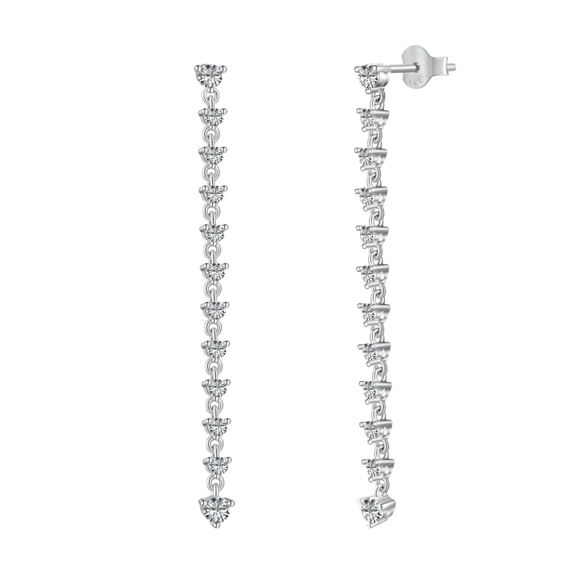 Delicate Round Brilliant Long Drop Statement Earrings