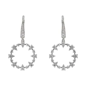 Diamond Open Circle Drop Earrings
