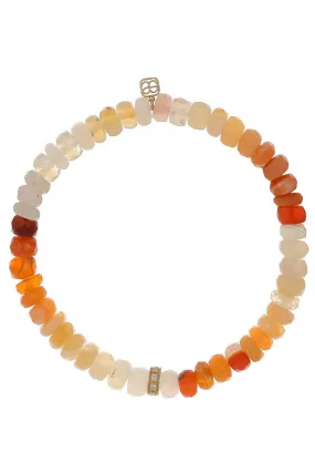 Diamond Rondelle Fire Opal Bead Bracelet